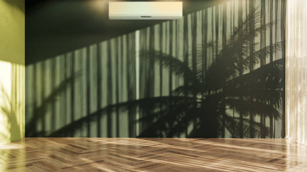 istock modern bright interiors room with air conditioning and remote control illustration 3D rendering 2174431758