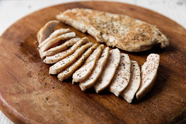 istock Turkey breast steak sliced on wood table 2174443395