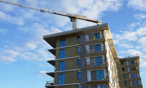 istock Tower Crane on building construction. Construction crane on on blue sky. 2174445912