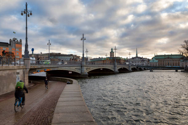 Stockholm, Sweden - Dec 08, 2017: Vasabron an old bridge in the city of Stockholm - capital of Sweden
