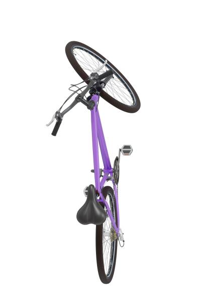 istock Purple bicycle standing on kickstand, top view isolated on white background, 3D illustration 2174449314