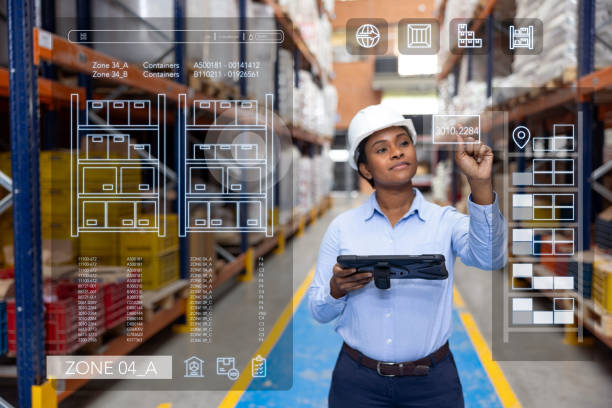 Forperson organizing the distribution of merchandise at a warehouse using an automated system