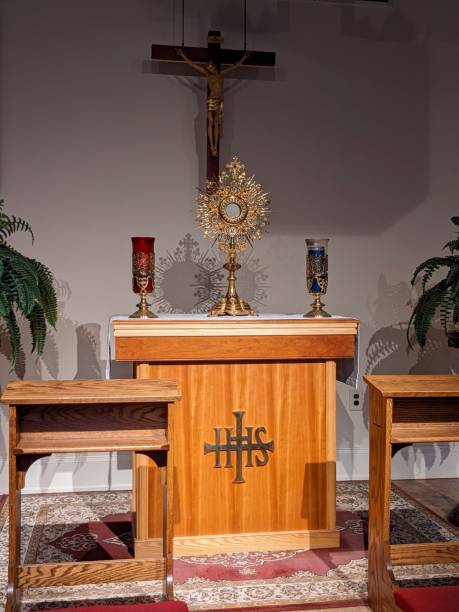 istock Monstrance on Display in an Adoration Chapel. 2174450233