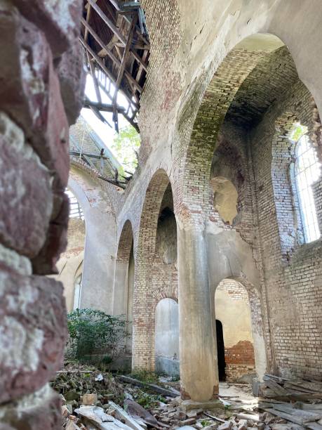 istock ruins interior of the old church 2174455775