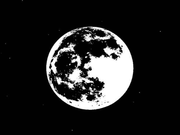 istock Black and white moon and stars-like illustration 2174457024