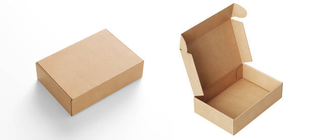 istock empty Brown Paper mailing box Cardboard box isolated on white background 2174467317