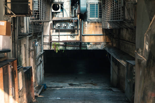 istock Exploring an Urban Alley in Taipei, Taiwan, Showcasing Concrete Structures and Engineering Details 2174468045