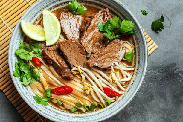 istock Pho Bo Vietnamese soup with rice noodle and beef 2174469314