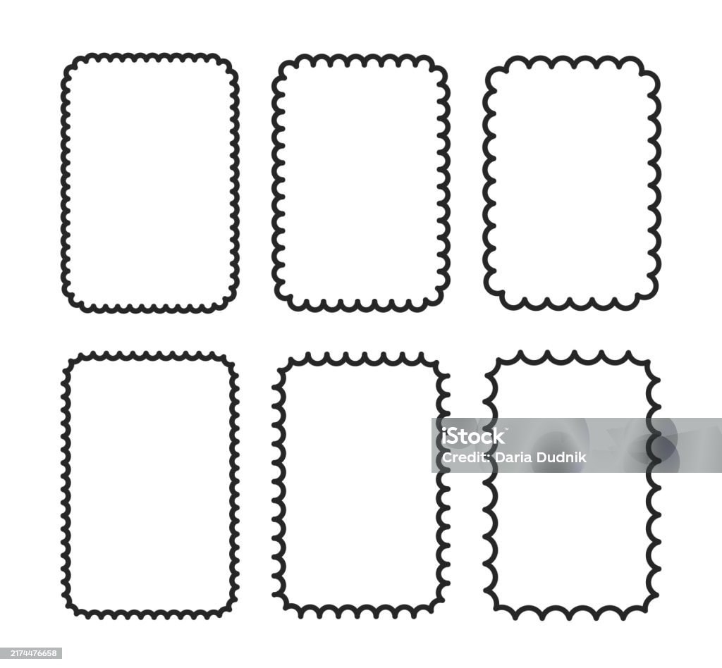 Scalloping Text Rectangular Outline Frames With Jagged Edges Contour Scallop Text Boxes ...