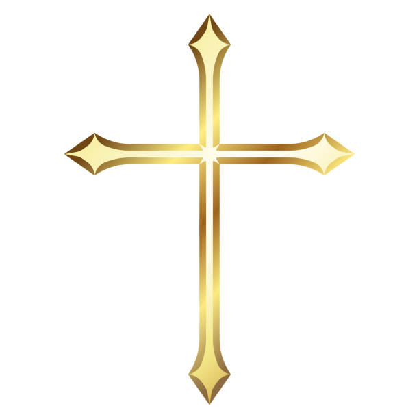 istock Golden beautiful Christian cross, religious symbol 2174481136