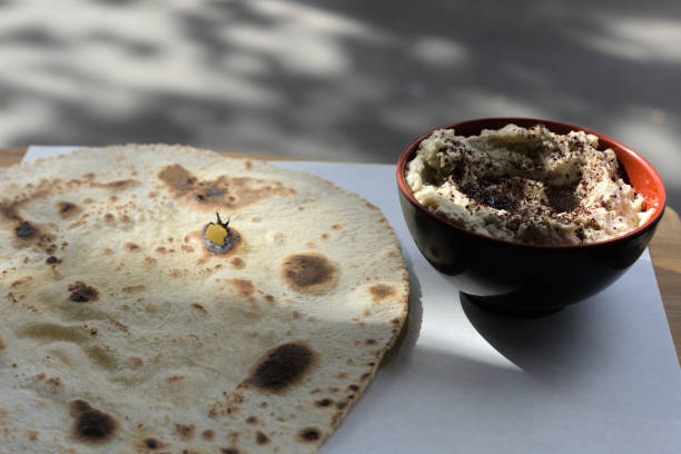 istock libanese pita bread and moutabal dish 2174489086