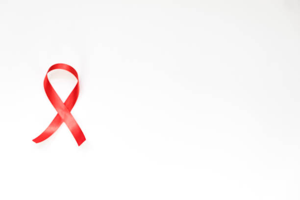 istock Red ribbon on the white background 2174489644