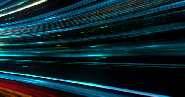 istock Abstract neon lights Sci-Fi futuristic Hi Tech virtual reality tunnel. Futuristic motion graphic. Ultra violet neon light glow. 3D rendering 2174490662