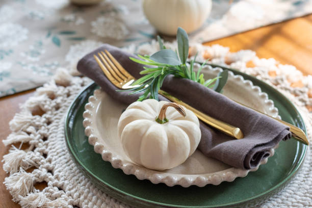 istock Soft focus closeup of a beautiful fall table setting 2174499756