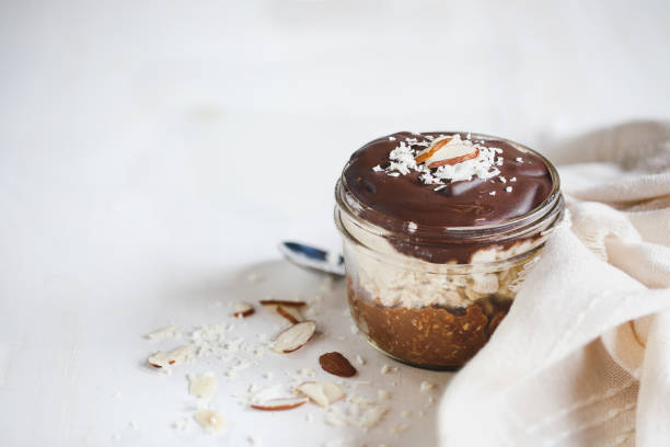 istock Homemade chocolate overnight oatmeal 2174502672
