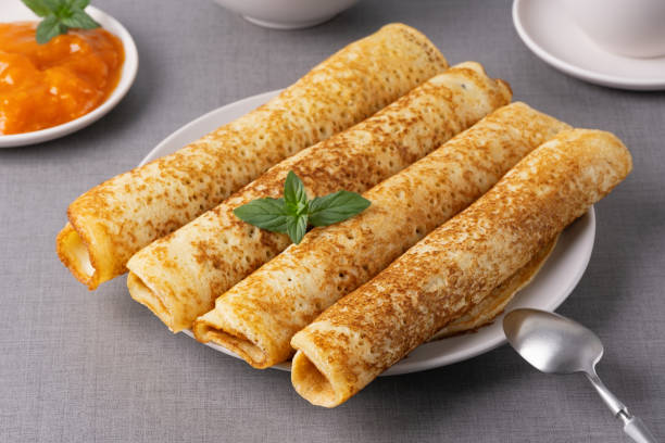 istock Crepes with homemade apricot jam 2174503402