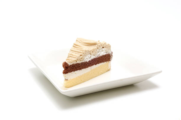 Chestnut cream cake isolated on a white background.