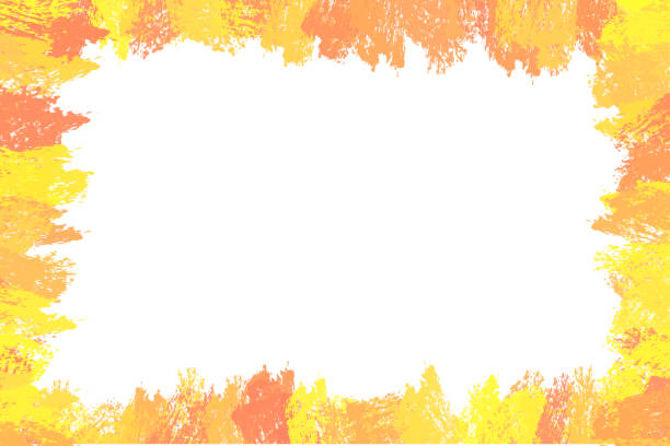 Framed Watercolor Border Background in Autumn Leaf Colors with copy space