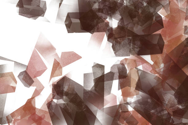 Abstract Crystal Shapes Watercolor Background in Brown and Burnt Umber Colors