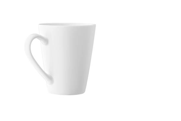 White cup for tea or coffee on isolated white background close up