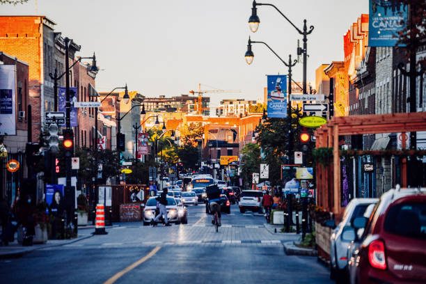 istock Montreal downtown sunset traffic 2174518050