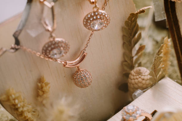 istock Beautiful necklace displayed elegantly in a jewelry case 2174531404