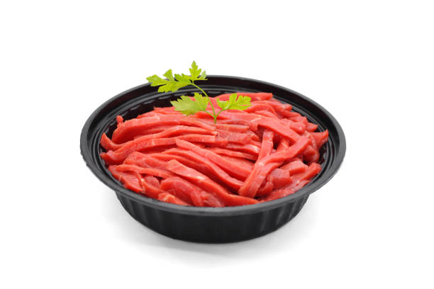 istock raw shawarma meat grey dish isolated white background 2174537113