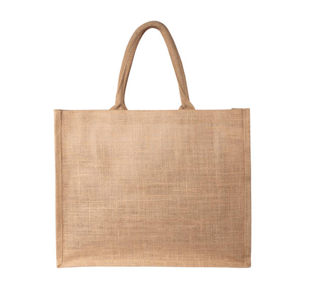 Blank brown cotton eco bag design mockup isolated, clipping path. Textile cloth customer pack mock up template.