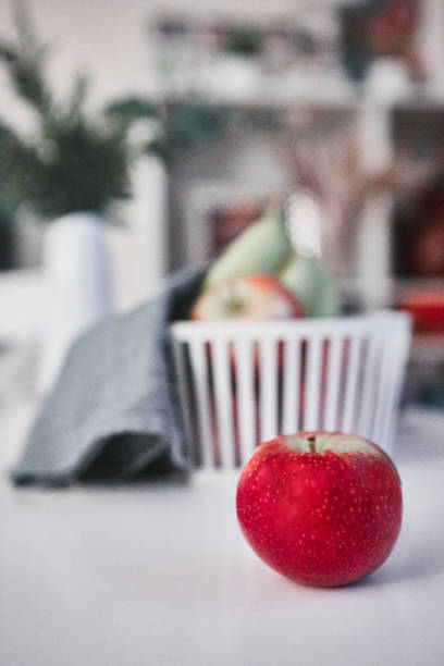 Front view of a red apple
