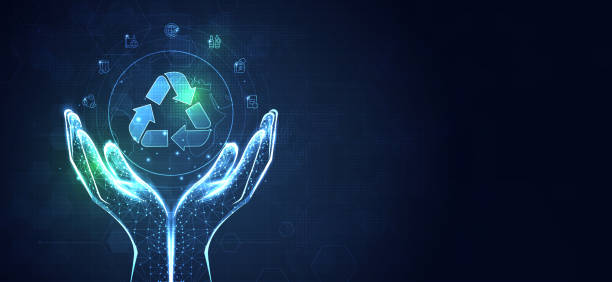 istock Recycling symbols with icons. ecological and zero wasteconcept. ecological to recycle and reuse, reuse, reduce, recycle. eco-friendly, forest, wind power, green symbol. vector design. 2174558197