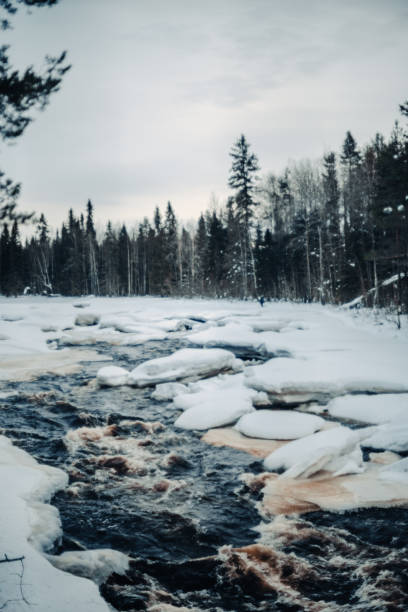 istock Fast flowing arctic river at Vaattunkikongas in Rovaniemi, Lapland 2174566475
