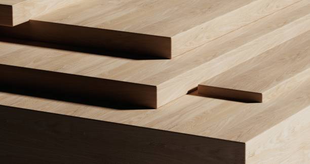 A refined wooden surface displaying neat, geometric openings