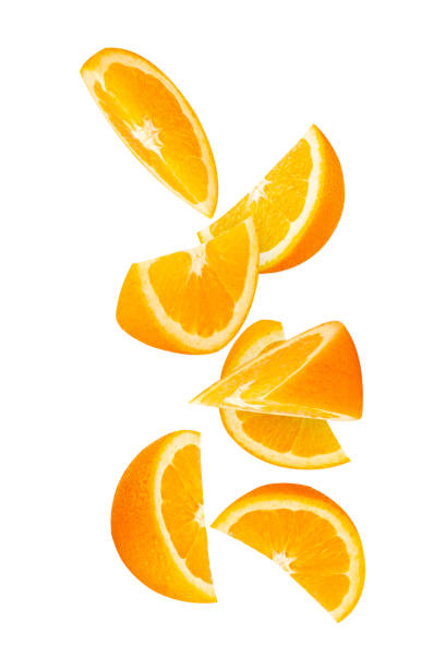 istock Falling Orange isolated on white background with clipping path, full depth of field 2174572266