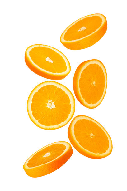 istock Falling Orange isolated on white background with clipping path, full depth of field 2174572269