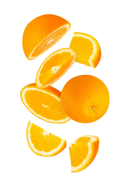 istock Falling Orange isolated on white background with clipping path, full depth of field 2174572278