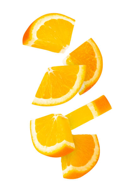 istock Falling Orange isolated on white background with clipping path, full depth of field 2174572279