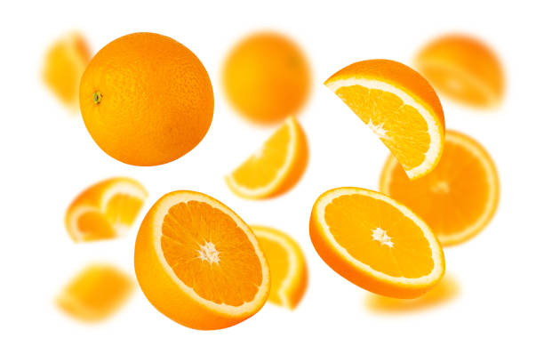 istock Falling Orange isolated on white background with clipping path, full depth of field 2174572291