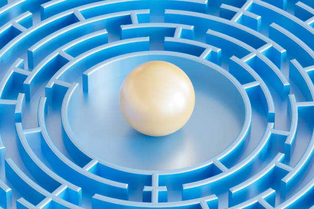 istock Ball in blue maze 2174573164