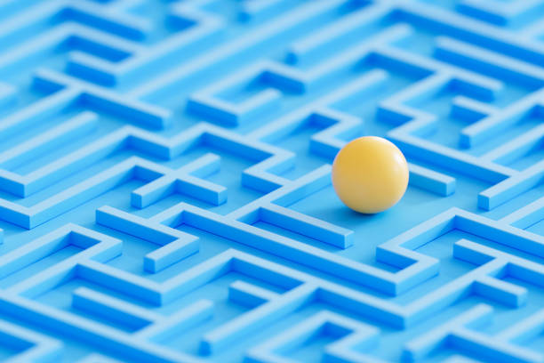 istock Ball in blue maze 2174573192