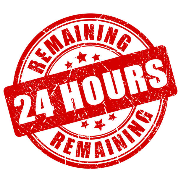 Remaining 24 hour stamp, offer ending soon Remaining 24 hour vector stamp isolated on white background reminder-stamp stock illustrations