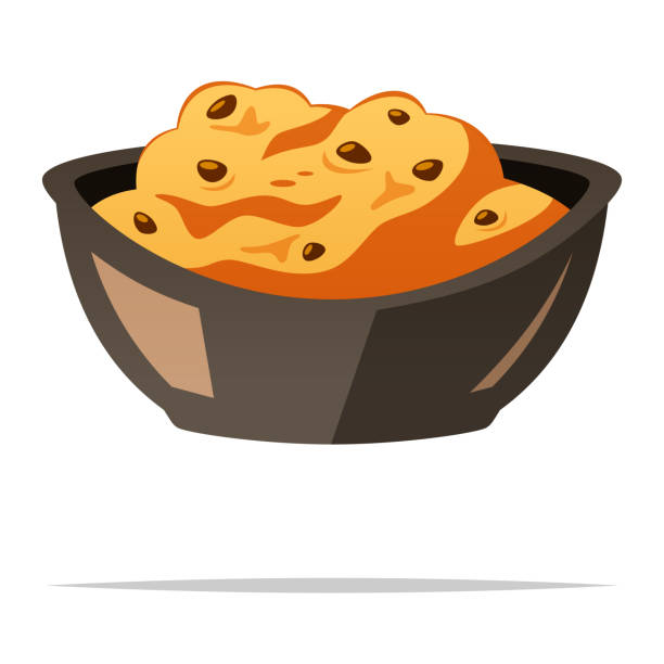 Cookie dough in bowl vector isolated illustration Vector element raw food stock illustrations