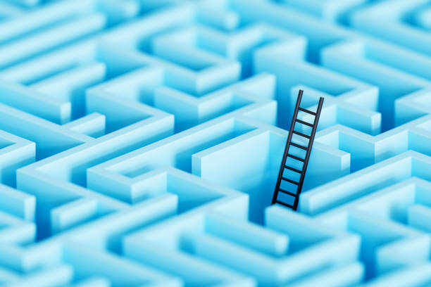 istock Ladder in blue maze 2174577941