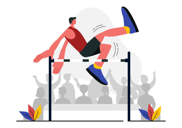 High Jumpman Vector 50+ High Jump Athlete Background Stock Illustrations, Royalty-Free ...