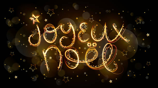 istock JOYEUX NOEL gold vector light painting style brush lettering card (MERRY CHRISTMAS in French) 2174579932