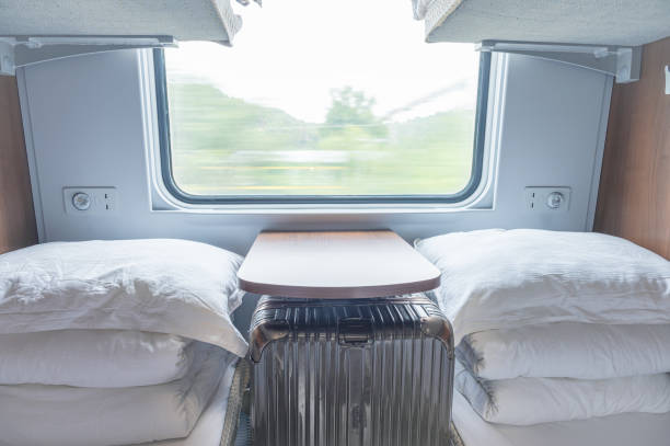 istock Interior of railroad sleeping car 2174583432