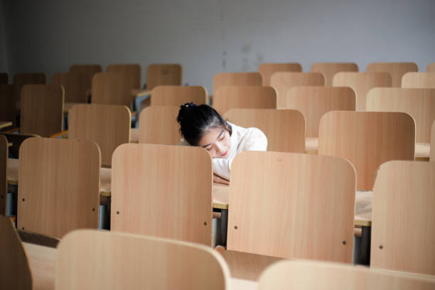 Young Asian girls in classrooms on campus