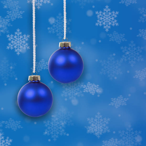 Christmas balls baubles decoration card square and copyspace copy space snow