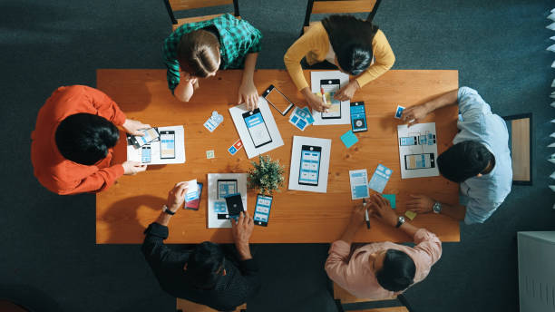 istock Top view of team prepare for brainstorming about Ux Ui design. Convocation. 2174606976