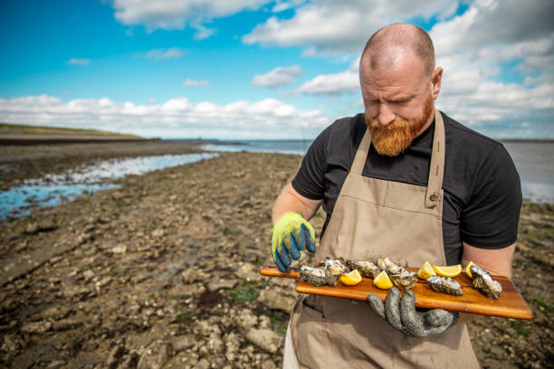 istock Handsome dutch middle aged redhead male oyster farmer working on the beach 2174619936