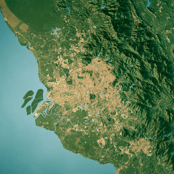istock Kuala Lumpur Satellite Topographic Map 3D Render True Color 2174620988